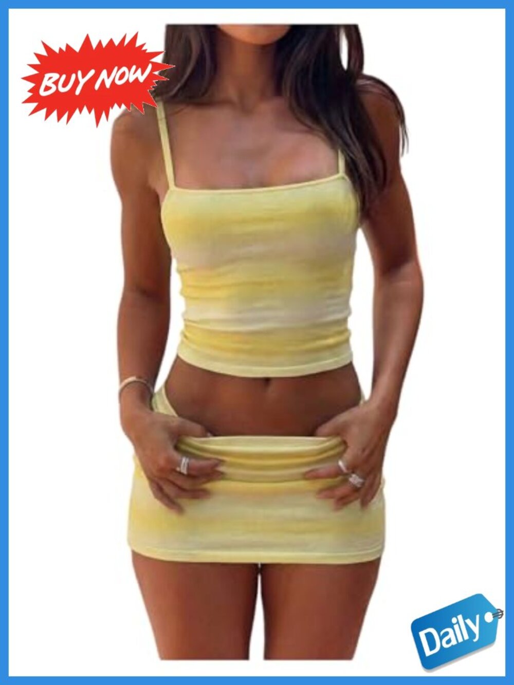 2 Piece Camisole Crop Top and Mini Skirt Set Y2K Summer Vacation Outfit